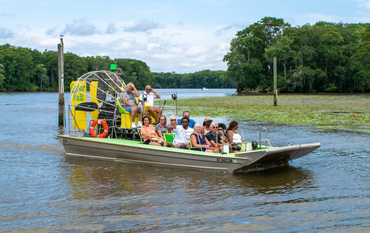 Myrtle beach airboat tours on Murrells Inlet at Wacca Wache Marina