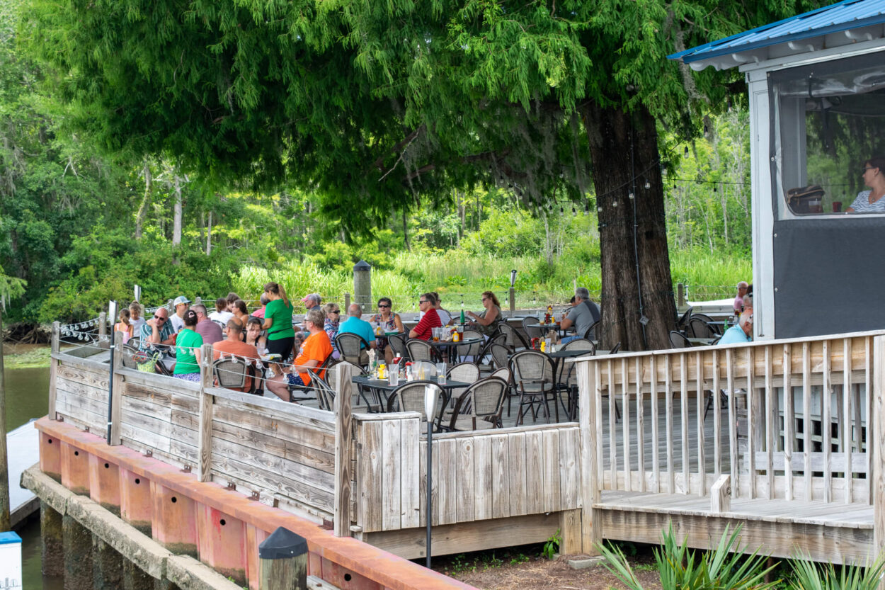 outdoor waterside dining at Wacca Wache Marina