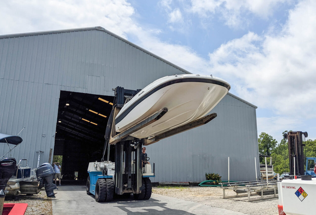 boat storage lift on murrells inlet at wacca wache marina